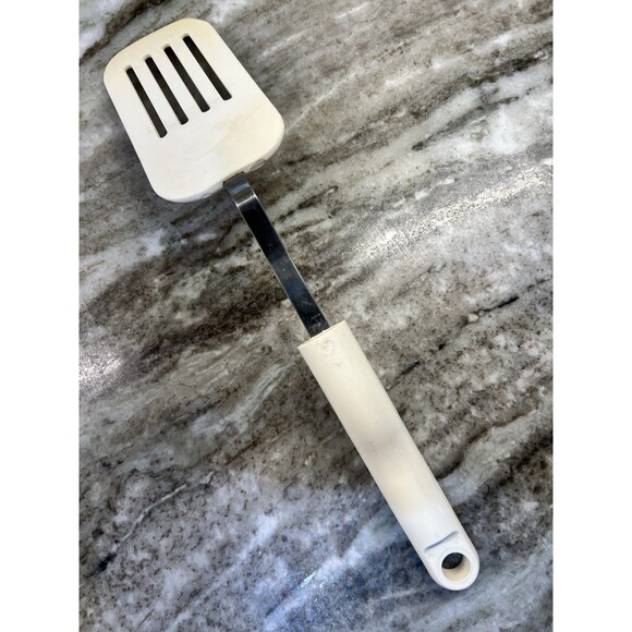 Vintage Bonnie Spatula Turner Flipper Stainless Steel White Handle Made In USA - Picture 2 of 9